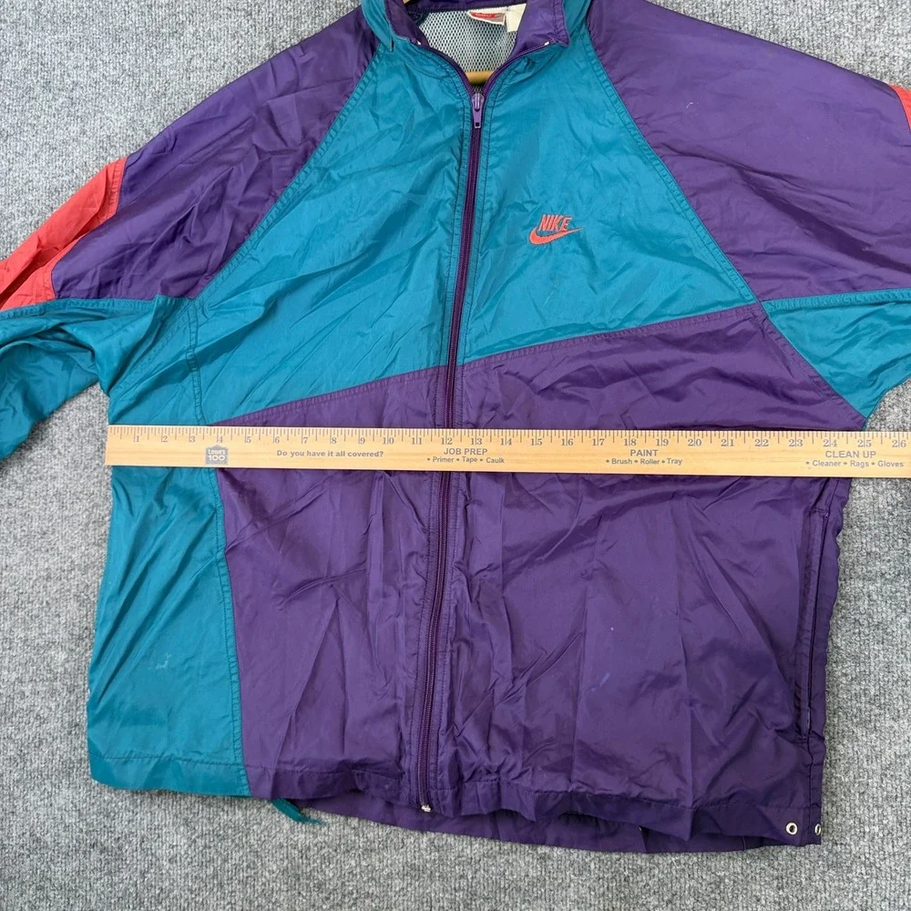 Vintage 80s Nike Windbreaker Jacket Mens XL Purple Colorblock Full Zip Gray Tag